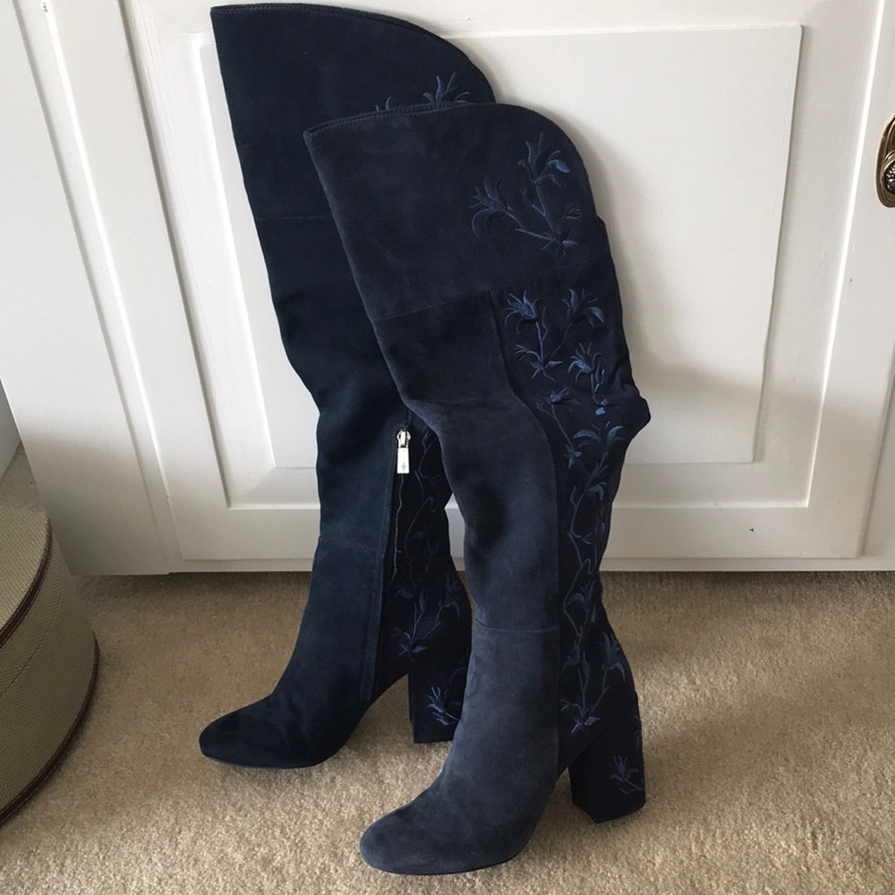 Blue suede over the knee Kenneth Cole boots Sz 8.5